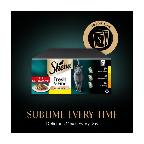 Sheba Fresh & Fine Wet Cat Food Pouches Poultry Collection in Gravy