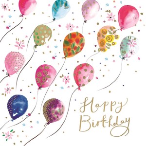 Pink Flower Heart Birthday Card