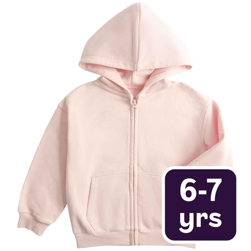 M&S Cotton Rich Zip Hoodie, 6-7 Years, Light Pink