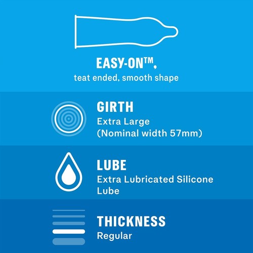 Durex Originals XL Condoms Extra Silicone Lube Wide Fit