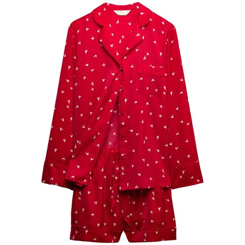 Womens Satin PJs Revere Set, 8, Red