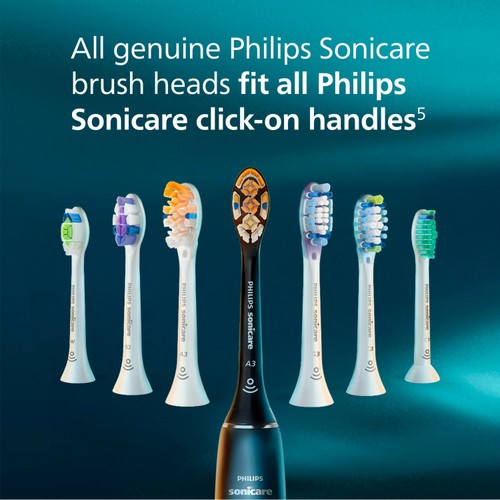 Philips Sonicare Genuine A3 Premium All-in-One Brush Head, White, 2+1 Pack