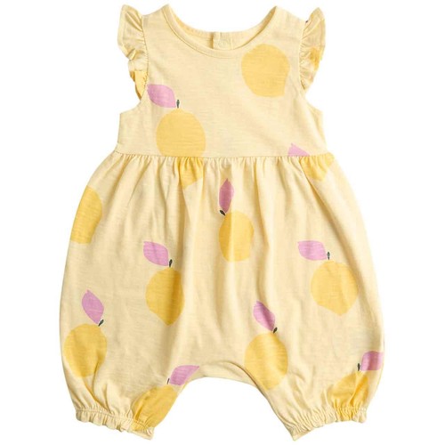 M&S Girls, Lemon Print Romper,  6-9 Months, Yellow