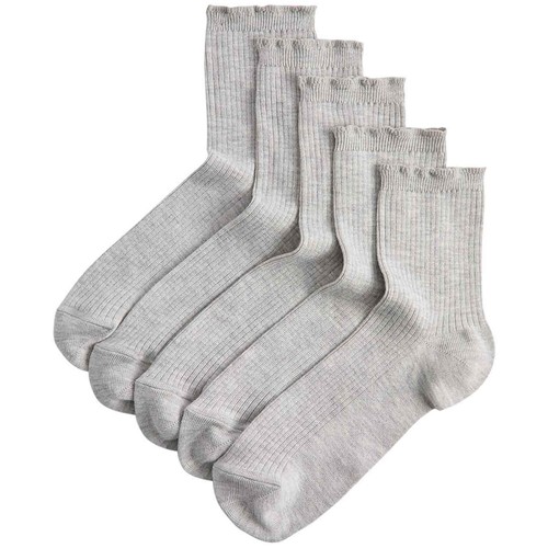M&S Womens Supersoft Ribbed Quarter Socks, 3-5, Grey Marl