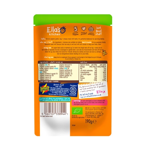 Ella's Kitchen Cheesy Pasta Baby Food Pouch 10+ Months