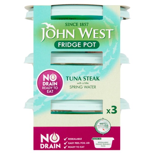 John West No Drain Fridge Pot Tuna Steak with a Little Spring Water