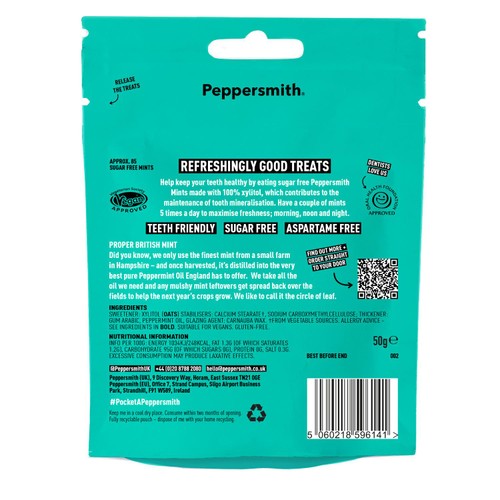 Peppersmith 100% Xylitol Mighty Pouch Peppermint Mints