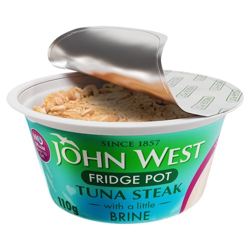 John West No Drain Fridge Pot Tuna Steak with a Little Brine