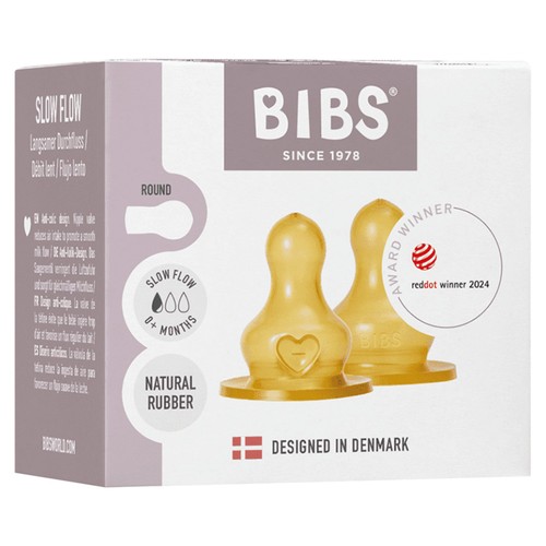 BIBS Natural Rubber Latex Slow Flow Bottle Teat 0m+