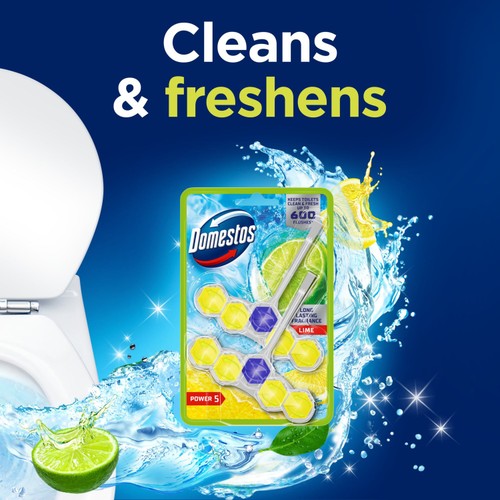 Domestos Power 5 Lime Toilet Rim Block Duo Pack
