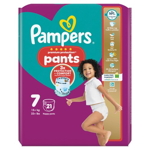 Pampers Premium Protection Nappy Pants, Size 7 Essential Pack