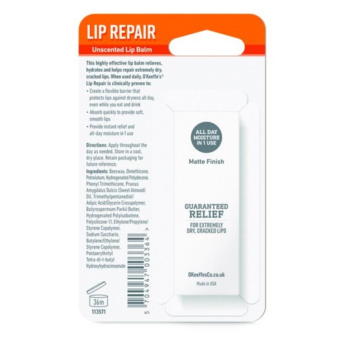 O'Keeffes Unscented Repair Lip Balm
