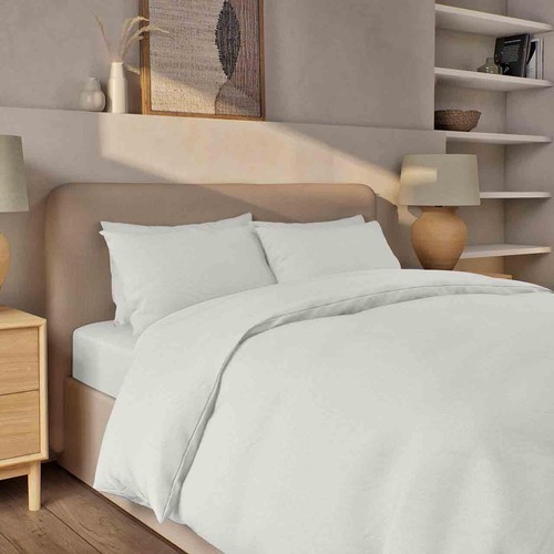 M&S Pure Brushed Cotton Bedding Set, King, White