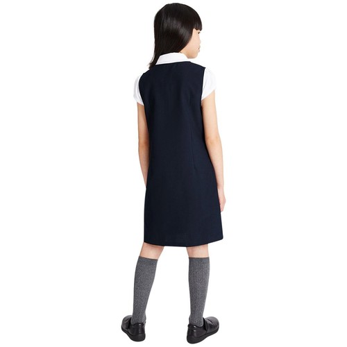 M&S Girls Crease Resistant School Pinafores, 11-12 Years, Navy