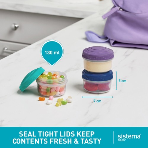 Sistema Mini Bites Snack Containers Seal-Tight Stackable 3 Pack