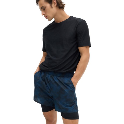 M&S Lightweight Printed 5 layered shorts, L, Dark Petrol