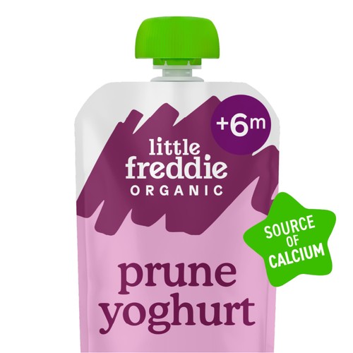 Little Freddie Organic Prune Yoghurt with Oats Baby Food Pouch 6+ Months