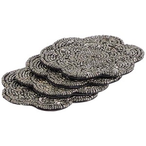 Scallop Set of 4 Beaded Coasters, Charcoal