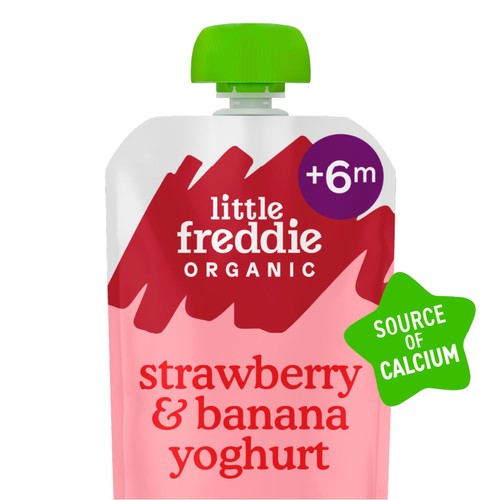 Little Freddie Organic Strawberry & Banana Yoghurt Baby Food Pouch 6+ M
