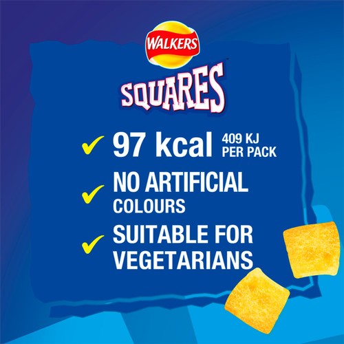Walkers Squares Salt & Vinegar Multipack Snacks Crisps 6x22g