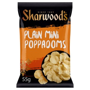Sharwood's Indian Sides Low Fat Plain Poppadoms Cook to Eat 8 Pack