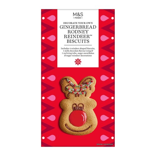 M&S Decorate Your Own Gingerbread Rodney Reindeer Biscuits