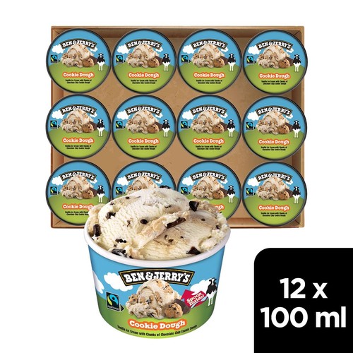 Ben & Jerry's Cookie Dough Mini Ice Cream Tub Multipack 12 x 100ml