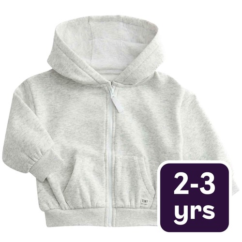 M&S Tommy Zip Up Hoodie, 2-3 Years, Grey Marl