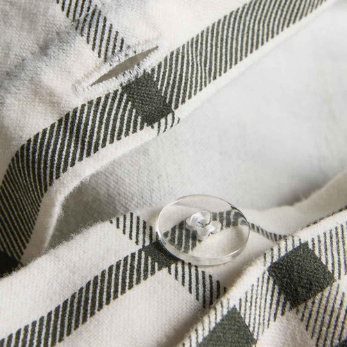 M&S Brushed Cotton Checked Bedding Set, King Size, Green