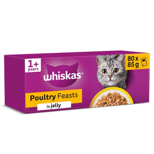 Whiskas 1+ Adult Wet Cat Food Poultry Feasts in Jelly