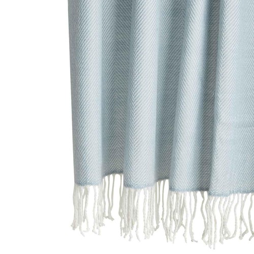 M&S Herringbone Throw, Light Blue