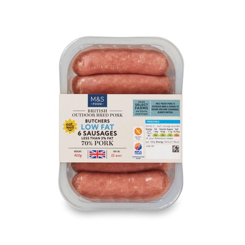 M&S Butchers British Low fat 6 Pork Sausages