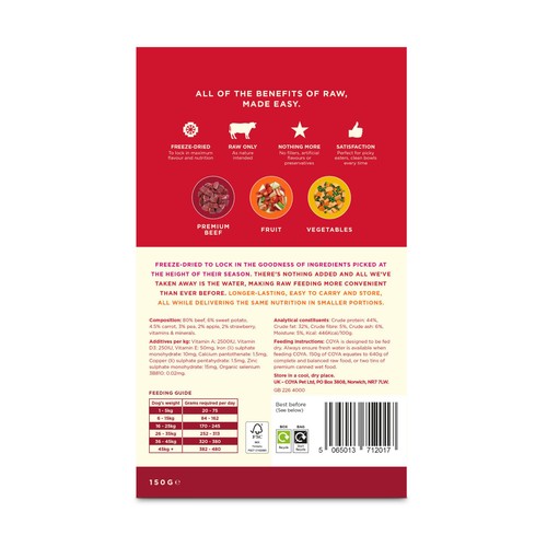 COYA Freeze-Dried Raw Adult Dog Food Beef
