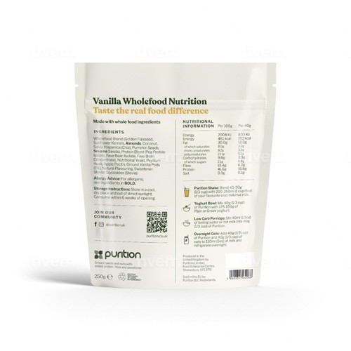 Purition Vanilla Vegan Wholefood Nutrition Powder 