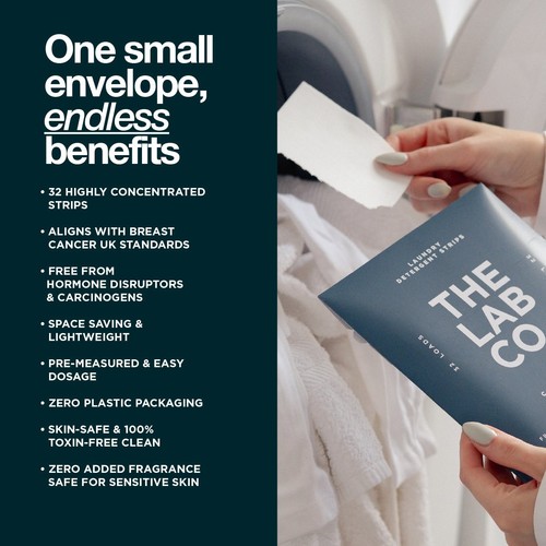 The Lab Co. Laundry Detergent Sheets Non Bio Fragrance Free 32 Loads