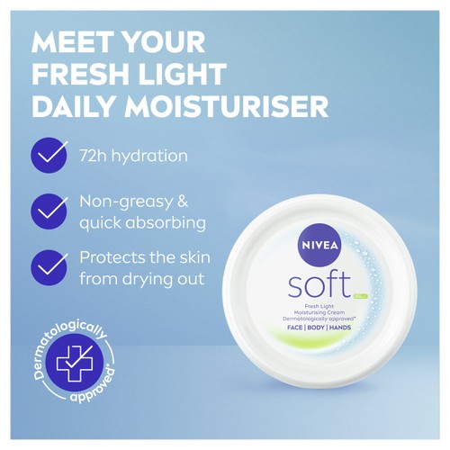 NIVEA Soft Moisturiser Cream for Face, Hands & Body