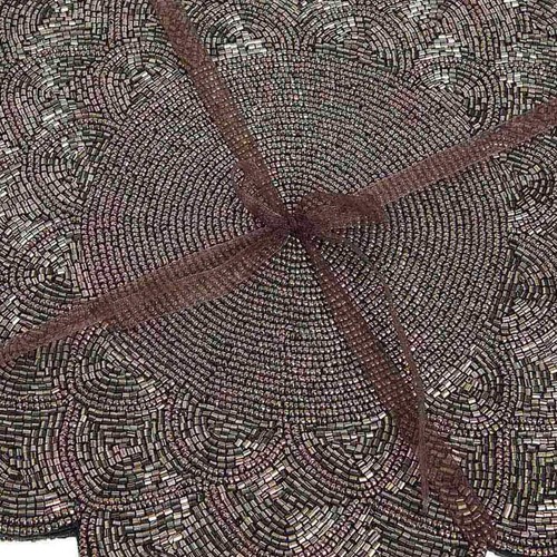 M&S Scallop Set of 2 Beaded Placemats, Charcoal