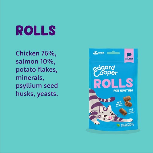 Edgard & Cooper Natural Cat Treat Soft Rolls with Salmon and Chicken