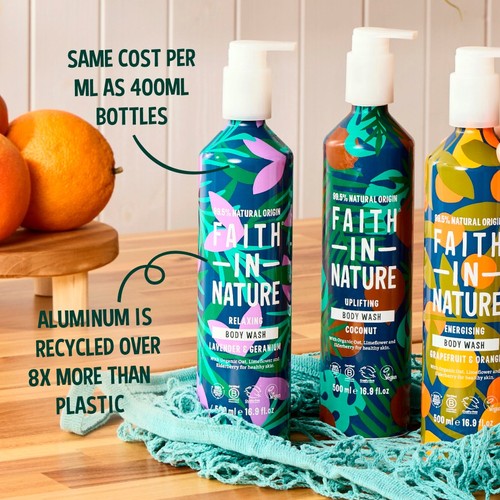 Faith In Nature Lavender & Geranium Body Wash 500ml in Aluminium Bottle