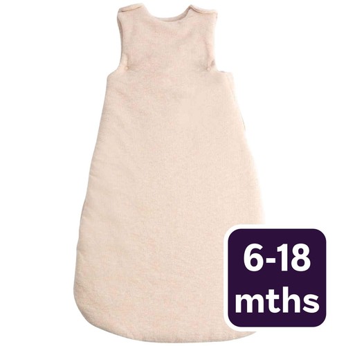 M&S Unisex Pure Cotton Ribbed Sleeping Bag, 6-18 M, Oatmeal