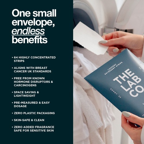 The Lab Co. Laundry Detergent Sheets Non Bio Fragrance Free 32 Loads