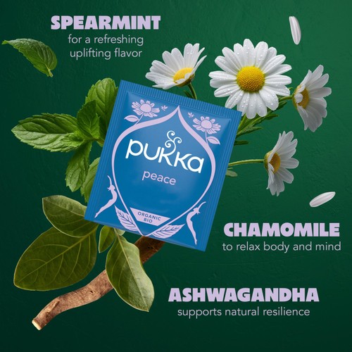 Pukka Organic Peace Tea With Chamomile x20 Home-Compostable Herbal Tea Bags