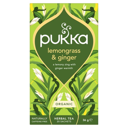 Pukka Organic Lemongrass & Ginger Tea x20 Home-Compostable Herbal Tea Bags