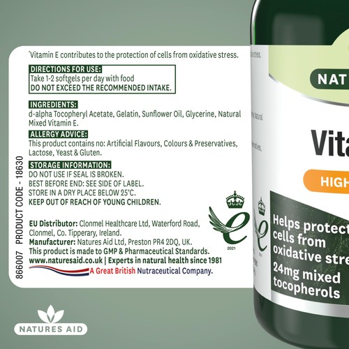 Natures Aid Vitamin E Supplement Soft Gels 400iu 