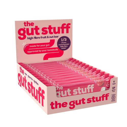 The Gut Stuff Raspberry & Coconut Fruit & Nut High Fibre Box of Bars 