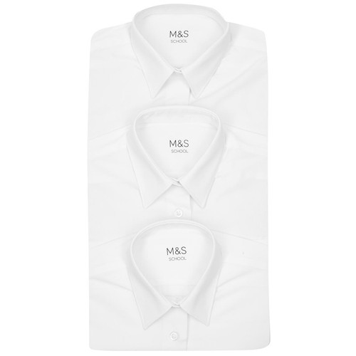 M&S Girls Easy Iron School Blouses, 4-5 Years, White