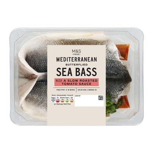 M&S Butterflied Whole Seabass With Slow Roasted Tomato Sauce