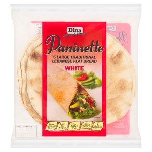 Dina Paninette 5 Large Traditional Lebanese White Bread Wraps