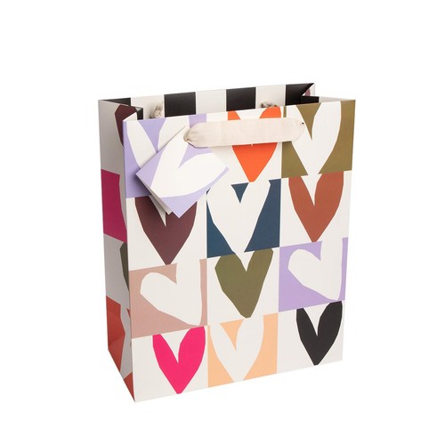 Caroline Gardner Colour Heart Grid Large Gift Bag