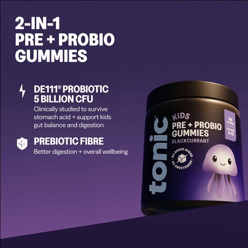 Tonic Health Kids Pre & ProBio Gummy 3-12 Yrs x 30 Blackcurrant